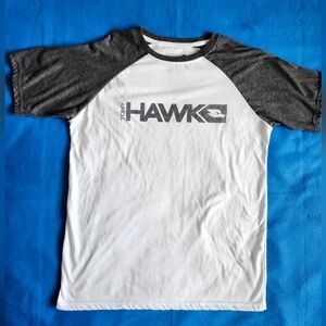 Tony Hawk Men's Raglan T-Shirt White/Gray HAWK Logo Skate Top Size Medium